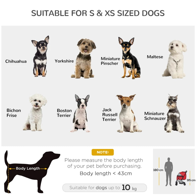 Foldable Pet Stroller for Dogs & Cats - Travel Pushchair with Reversible Handle, Brake & Storage Basket