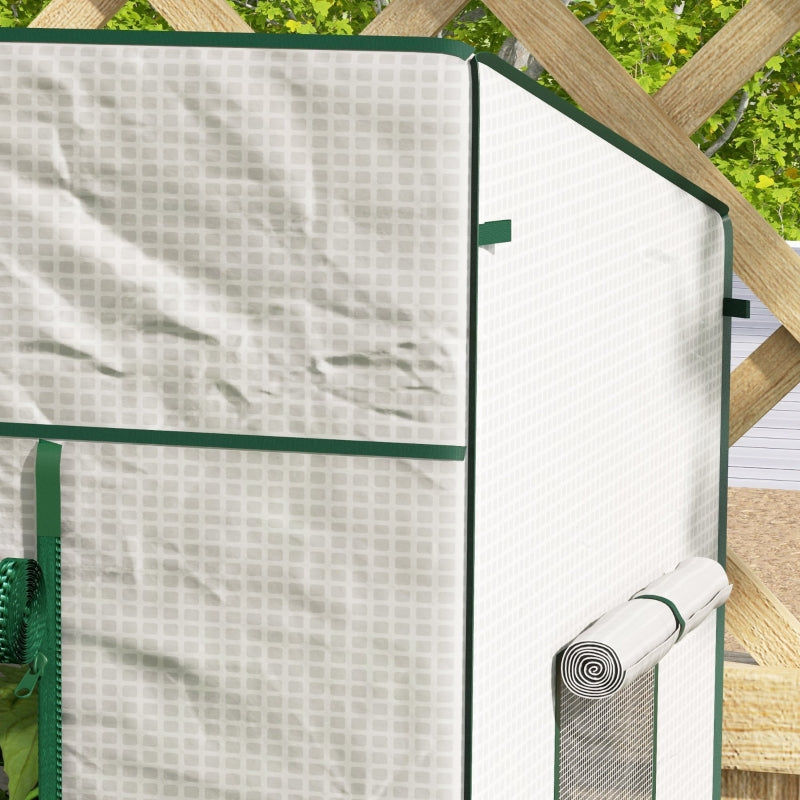 Green Walk-in Outdoor Greenhouse Cover, White PE Material