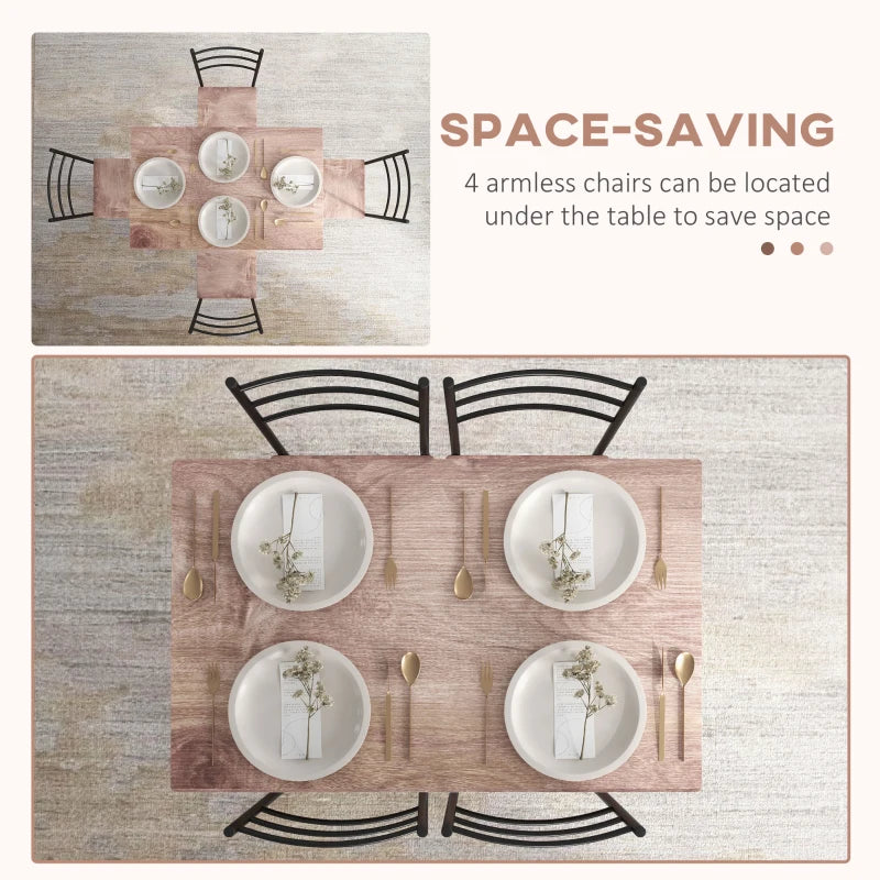 5-Piece Space-Saving Dining Table and Chairs Set - Steel Frame, Compact Design for Small Kitchens, Black Finish