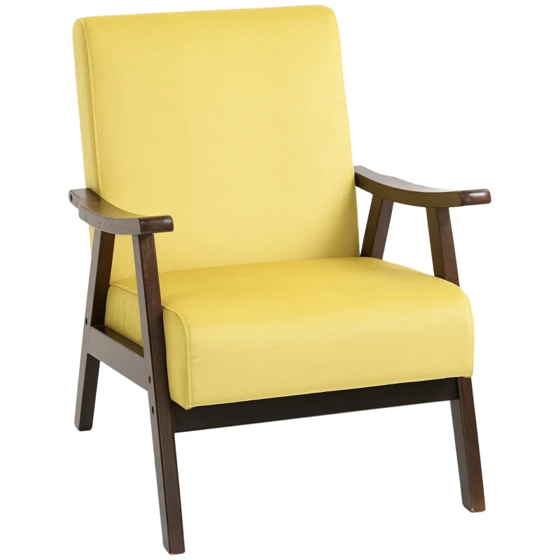 Nordic Accent Chair - Upholstered Velvet Armchair with Solid Wood Frame & Thick Padding for Living Room/Bedroom - Champagne