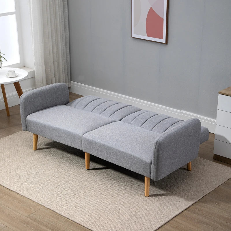 Light Grey Three-Seater Sofa Bed with Split Back Design for Versatile Comfort and Style