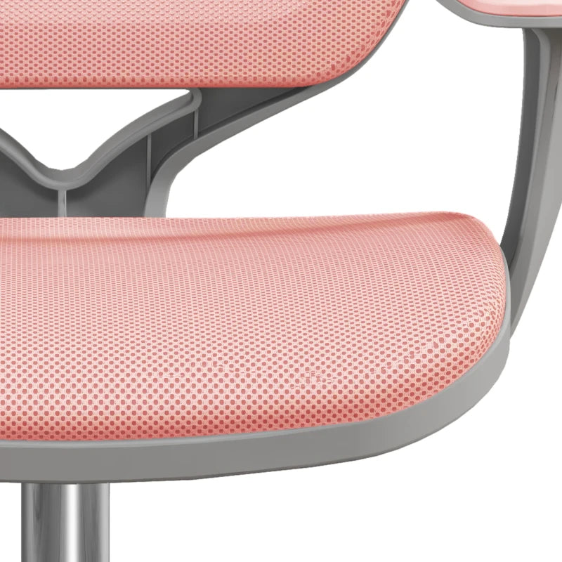 Vinsetto Pink Mesh Back Office Chair - Adjustable Height 44-56cm Ergonomic Design for Home & Office Use