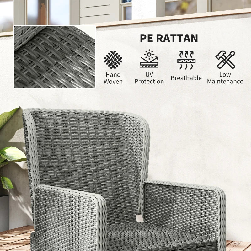 Five-Piece Charcoal Grey Reclining Rattan Chair Set for Outdoor Relaxation