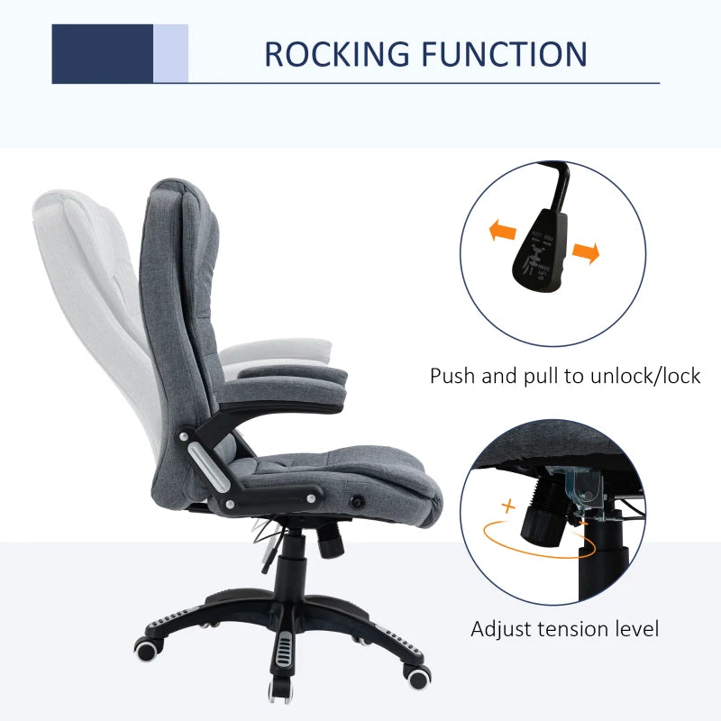 Vinsetto Ergonomic Office Chair - Comfortable Dark Grey Desk Chair with Adjustable Height, Armrests, Reclining & Tilt Function