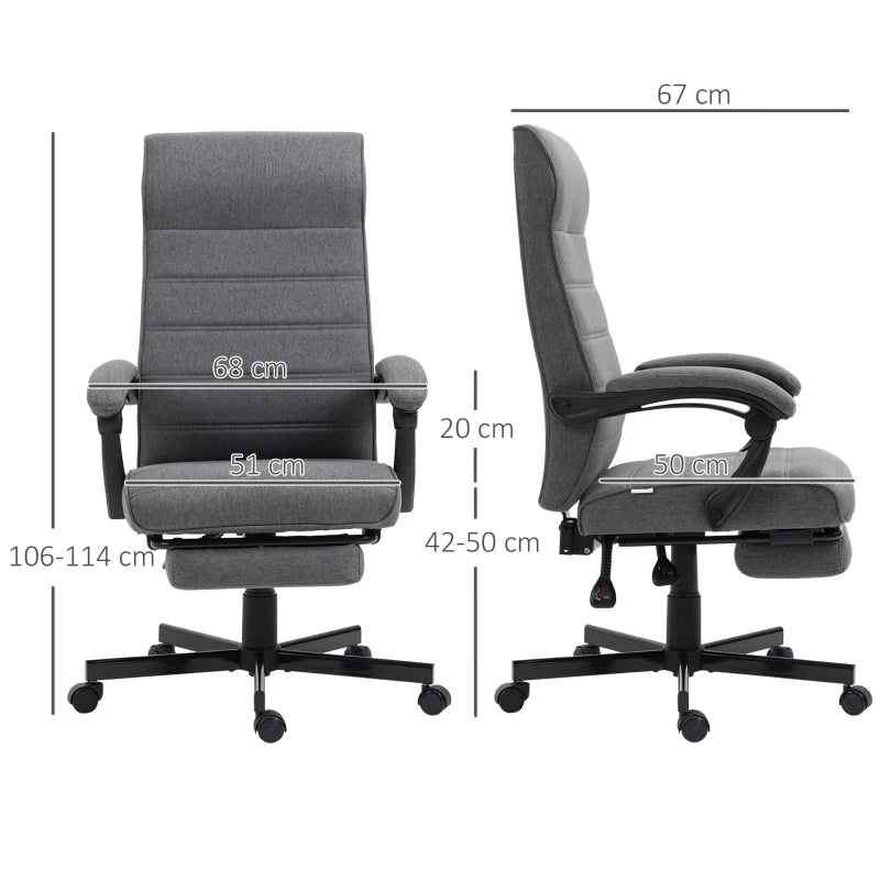 Vinsetto Grey Fabric Office Chair - Adjustable Height Swivel Desk Chair with Rolling Wheels for Home Office & Study