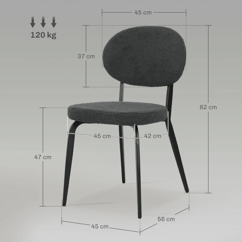 Set of 4 Modern Black Boucle Dining Chairs - Stylish Upholstered Seating for Dining Room or Kitchen