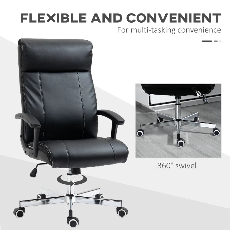 Vinsetto High Back Massage Office Chair - PU Leather Desk Chair with 6 Point Massage, Adjustable Height & Remote Control, Black