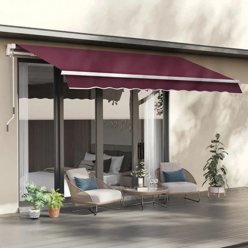 Red 3m x4m Retractable Awning Canopy With Fittings and Crank Handle