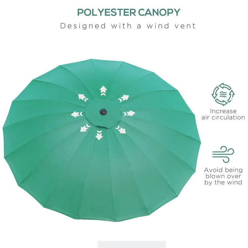 Green 2.5m Crank & Tilt Garden Parasol Umbrella