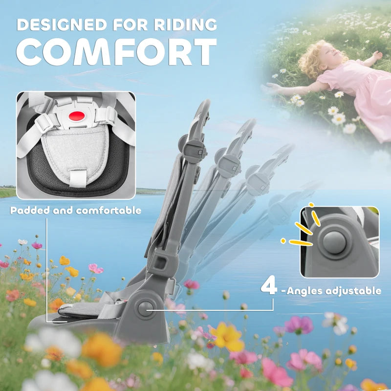 6 in 1 Foldable Kids Trike with Adjustable Parent Handle and Canopy for Ages 1 to 5 Grey