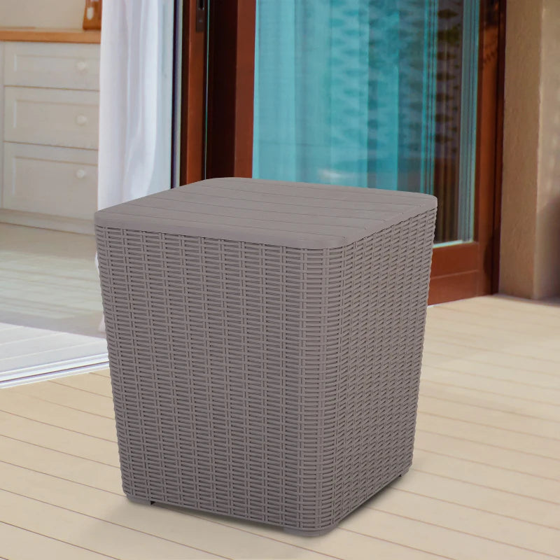 Grey Rattan Lift-Top Outdoor Bar Table - 50L Capacity