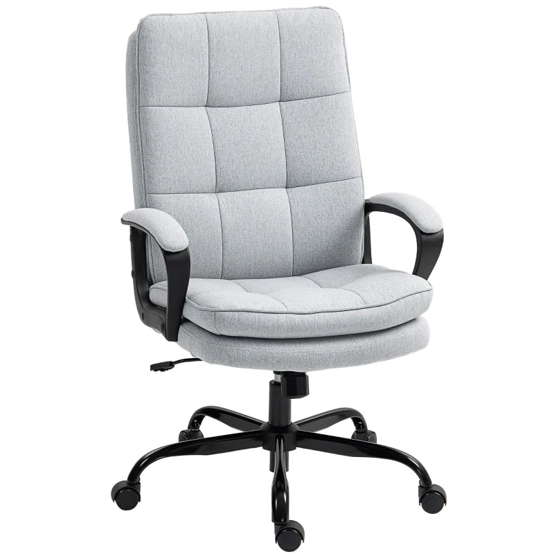 Double Padded Light Grey Linen-Look Office Chair for Ultimate Comfort - Ergonomic Design for Home & Office Use
