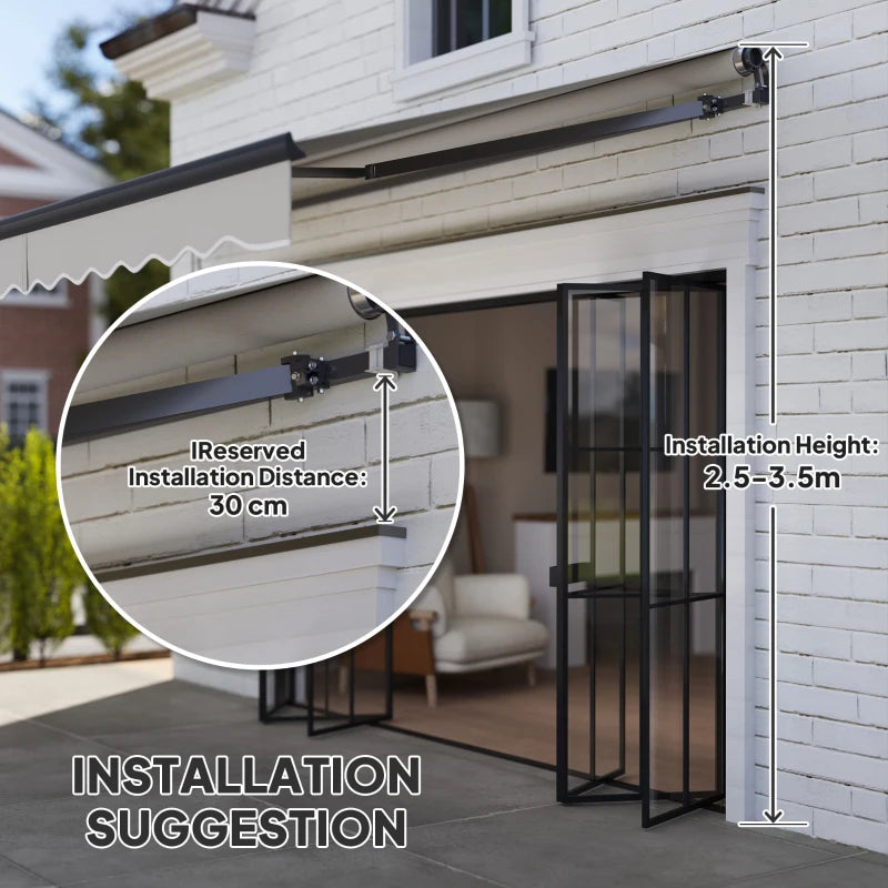 3.5m x 3m Light Grey Electric Retractable Awning with Remote Control & Aluminium Frame – UPF30+ Sun Shade for Patio, Garden, Deck, Door or Window