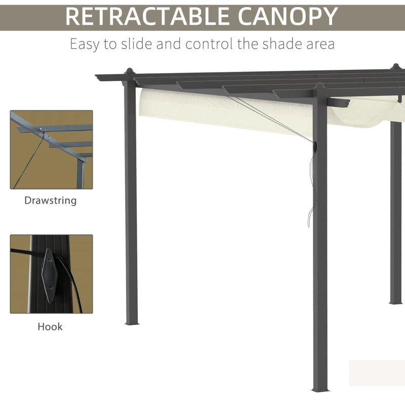 4m x 3m Metal Pergola - Dark Grey Frame With Beige Cloth