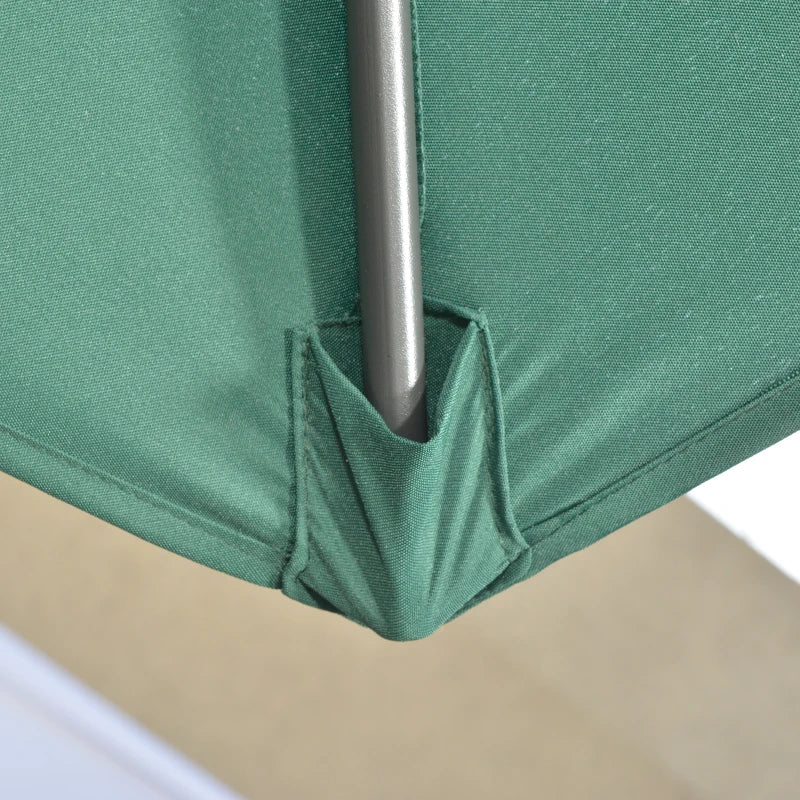 Green Cantilever Garden Umbrella with 360° Rotation, Crank Handle, and Tilt