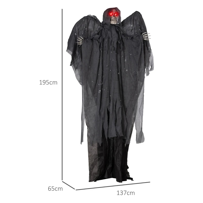 6.3" Grim Reaper Halloween Animatronic with Glowing Eyes - Spooky Decor for Haunted House & Halloween Parties