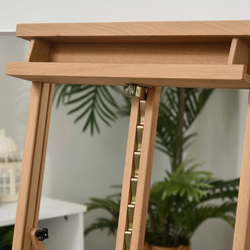 Vinsetto H-Frame Wooden Easel Stand - Adjustable 171-230cm Height, 0-80° Angles, Beech Wood Art Display for Weddings & Paintings