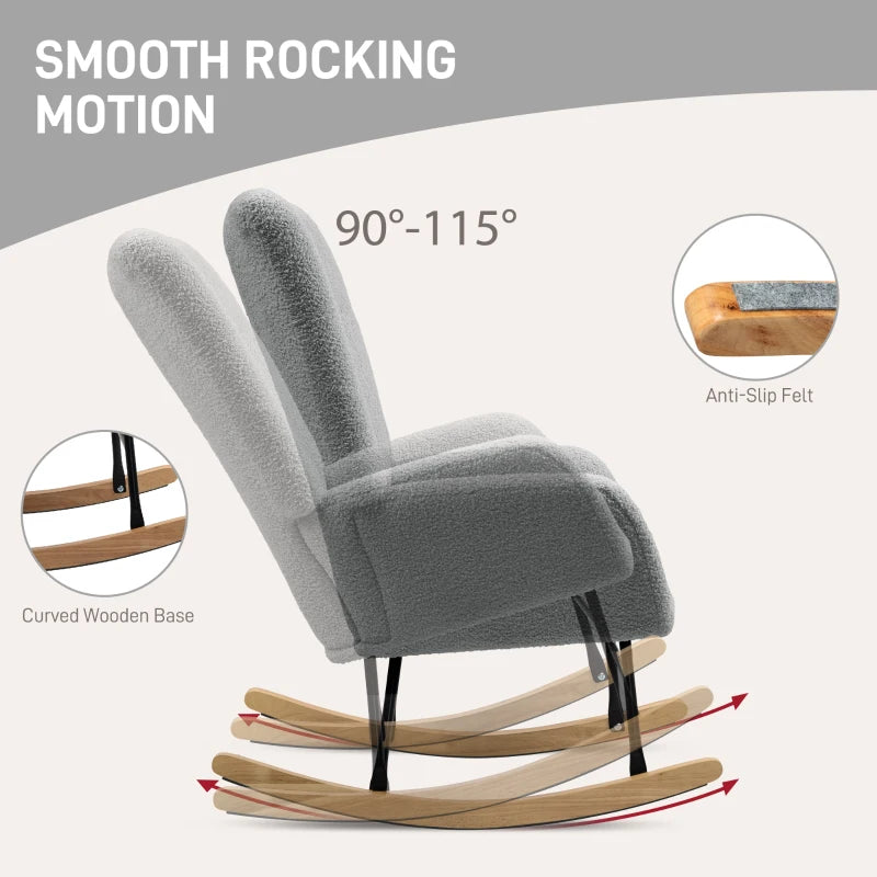 Grey Teddy Fleece Rocking Chair for Ultimate Comfort and Style in Your Living Room