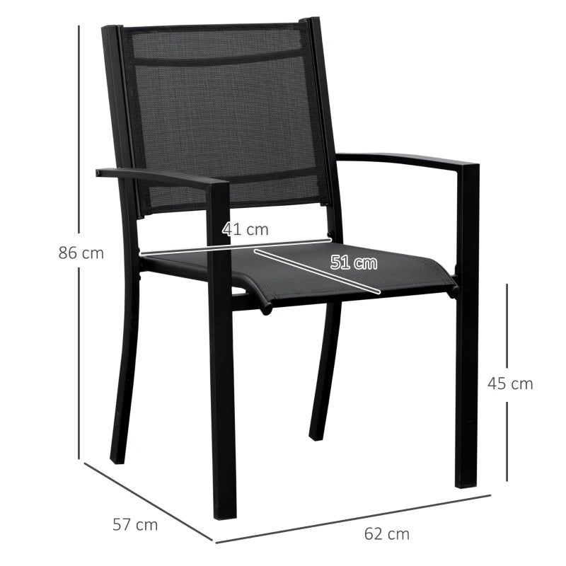 Black Steel Frame Outdoor Dining Chairs Set