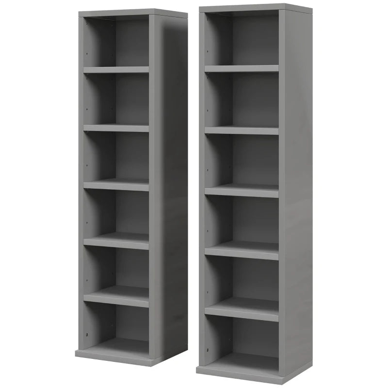 Set of 2 High Gloss Grey CD Storage Units - Stylish and Space-Saving Organizer for 102 CDs