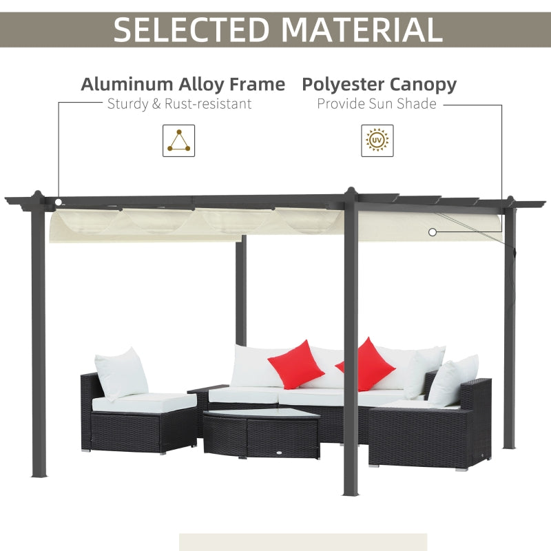 4m x 3m Metal Pergola - Dark Grey Frame With Beige Cloth