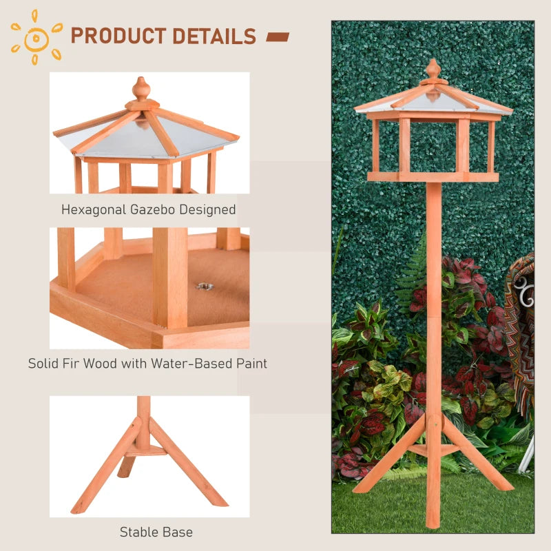 Wooden Bird Table - Free Standing Feeder Station for Garden, Sheltered Parrot Stand, Birdhouse 40x113cm
