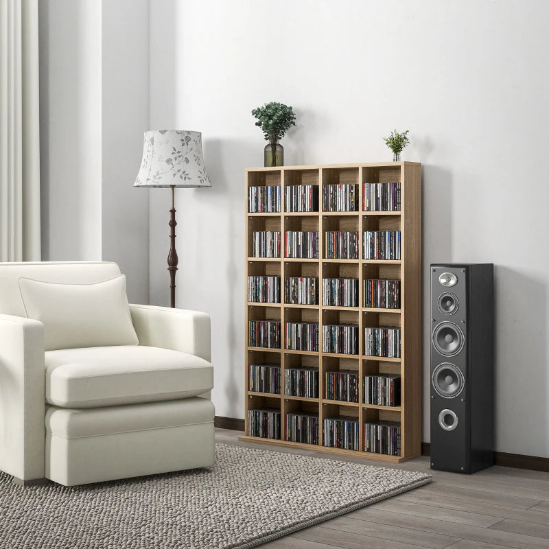 Adjustable CD Storage Unit with Nature Wood Finish - 89 x 130.5 cm, Perfect for Organizing Your Music Collection