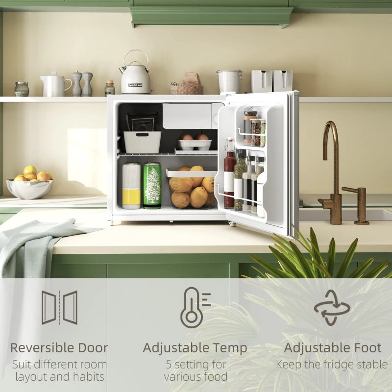 46L Lockable Countertop Fridge - Cream White Mini Refrigerator for Home, Office, and Dorm - Compact & Stylish Design