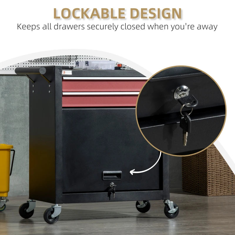 Lockable Tool Chest on Wheels for Easy Storage