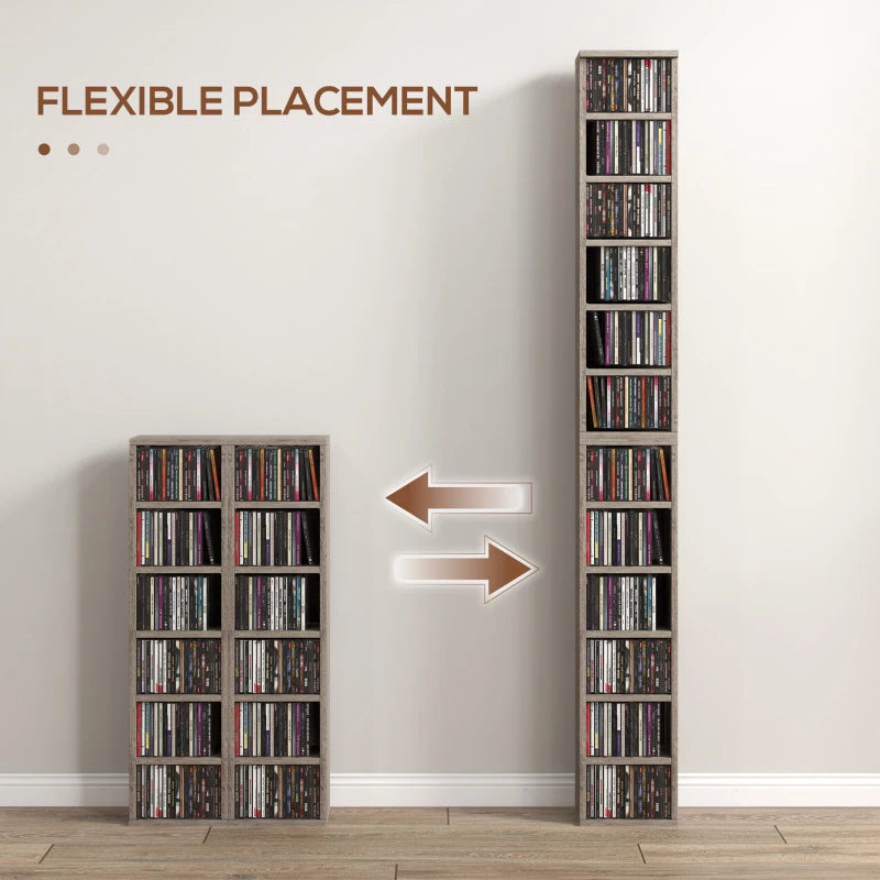 Set of 2 Dark Wood-Effect 102 CD Storage Units - Stylish and Space-Saving Media Organizers for Home or Office