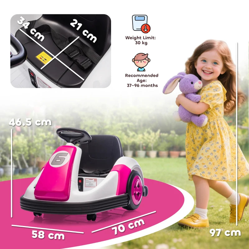 Kids 360-Degree Rotating Bumper Car Electric Ride On Toy for Ages 3-8 Pink