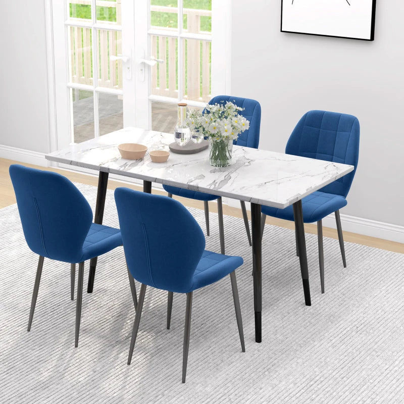 Set of 4 Dark Blue Velvet Tub Dining Chairs - Stylish Relaxed Design for Modern Home Decor