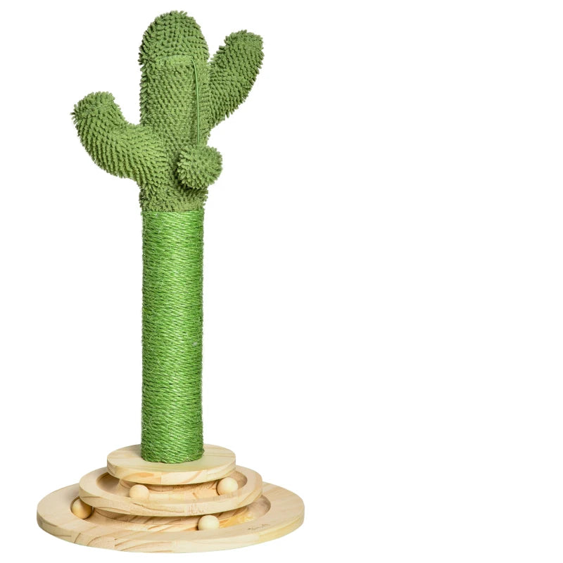 Cactus Cat Tree with Sisal Scratching Post & Hanging Ball - 60cm Indoor Play Tower for Kittens & Cats