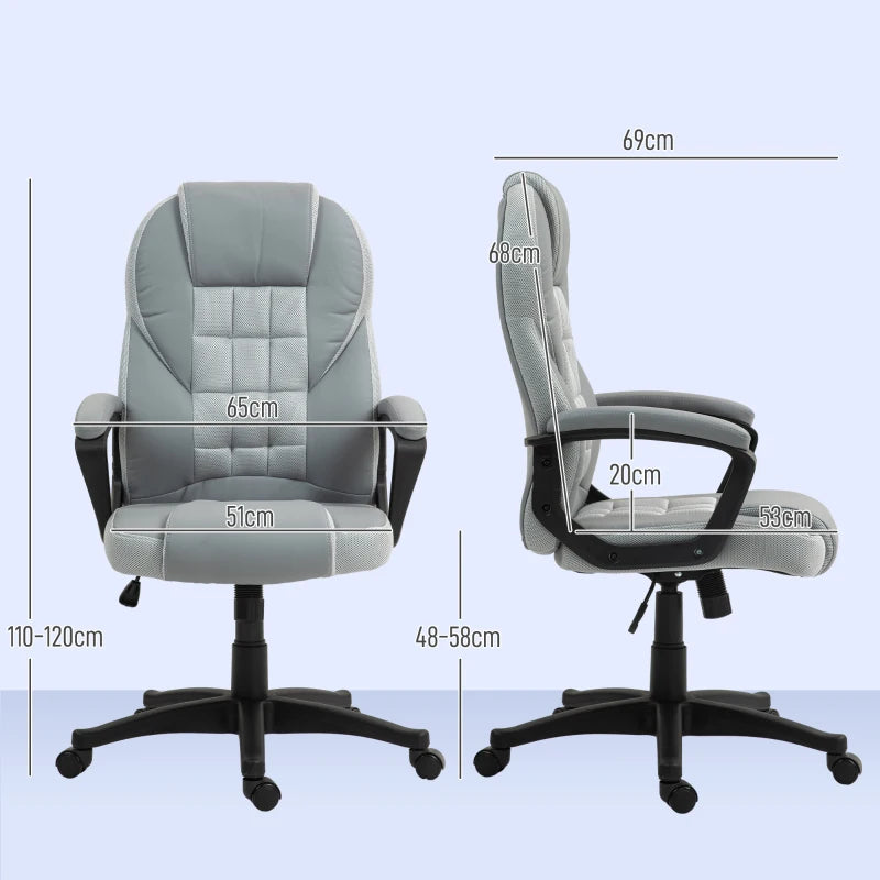 Ergonomic Grey Faux Leather Office Chair - Stylish, Comfortable Desk Seating for Home & Office Use