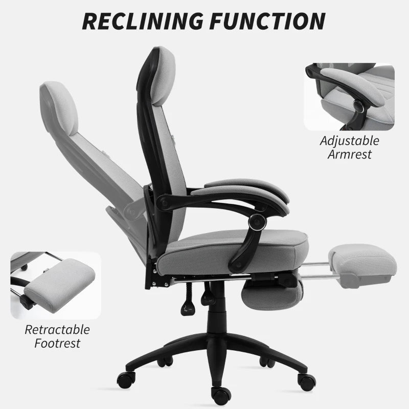 Vinsetto High Back Office Chair with Footrest - Adjustable Swivel Desk Chair with Headrest for Home Office - Dark Grey