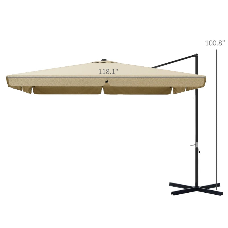 3m Khaki Cantilever Parasol with Adjustable Canopy