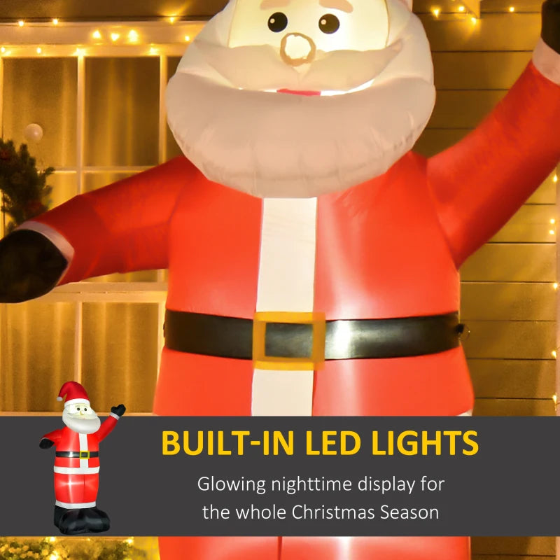 8ft Inflatable Christmas Santa Claus Decoration with LED Lights - Air Blown Outdoor Holiday Yard Décor