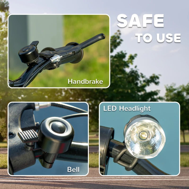 Foldable Electric Scooter for Kids 7-14 Years - Black with LED Headlights - Lightweight & Portable