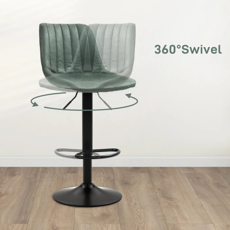 Set of Two Vintage Green Tub Bar Stools for Kitchen or Dining Room