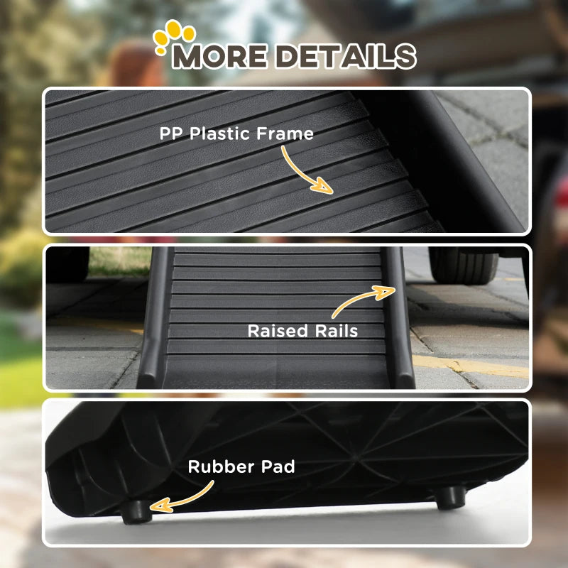 Foldable Pet Ramp for Dogs - Car Ramp for SUVs & Cars, Lightweight & Portable, Black Color