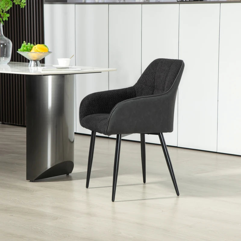 Stylish Upholstered Accent Chair with Foot Pads, Chenille Fabric Front and PU Back for Living Room or Bedroom