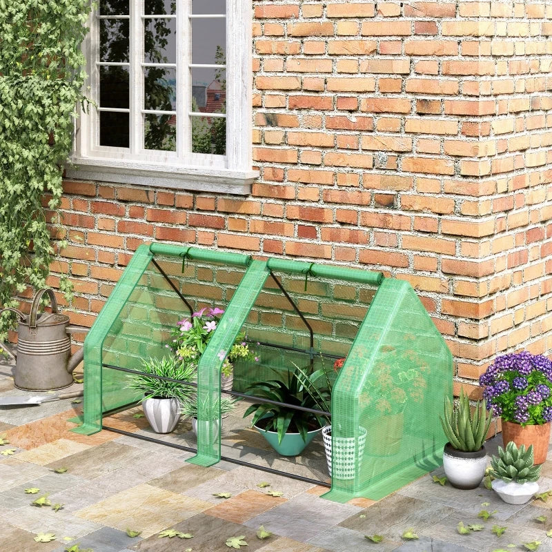 Compact Green Steel Frame Mini Greenhouse for Plants, 180 x 90 x 90 cm