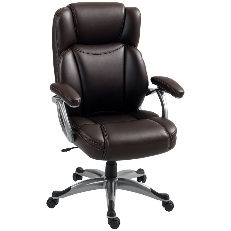 Ergonomic 49.5-59cm Brown Faux Leather Office Chair - Adjustable Height, Stylish Design for Home & Office Use