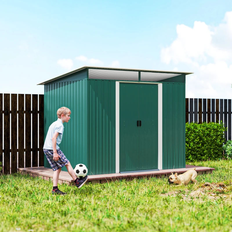 8.5 x 6ft Metal Garden Storage Shed - Green