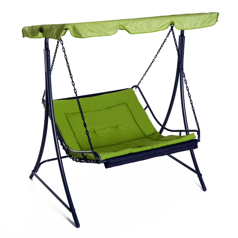 Green 2-Seater Garden Swing Lounger with Adjustable Canopy