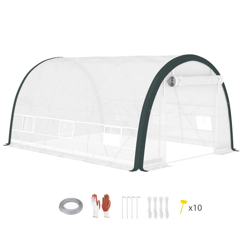 Spacious Walk-In Tunnel Greenhouse with Accessories