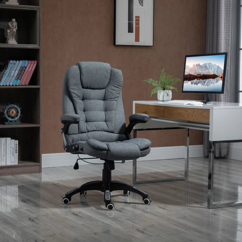 Vinsetto Ergonomic Office Chair - Comfortable Dark Grey Desk Chair with Adjustable Height, Armrests, Reclining & Tilt Function