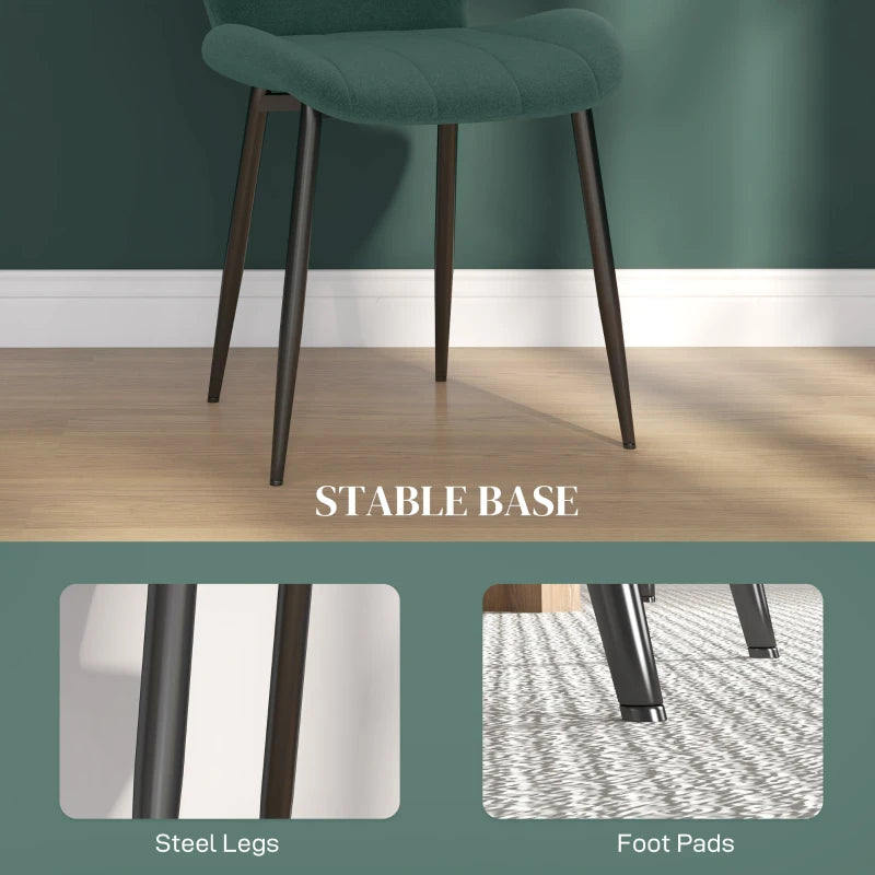 Set of 4 Green Flannel Relaxed Tub Dining Chairs - Cozy, Stylish Seating for Home or Restaurant Use