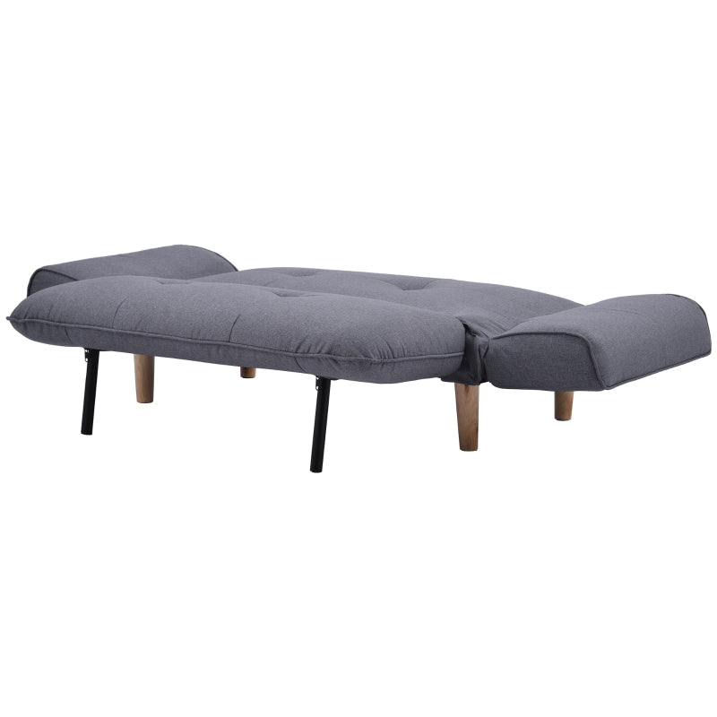Expandable 2-Seater Bed Settee with 3 Adjustable Positions, Modern Fabric Loveseat for Flats and Dormitories, Grey