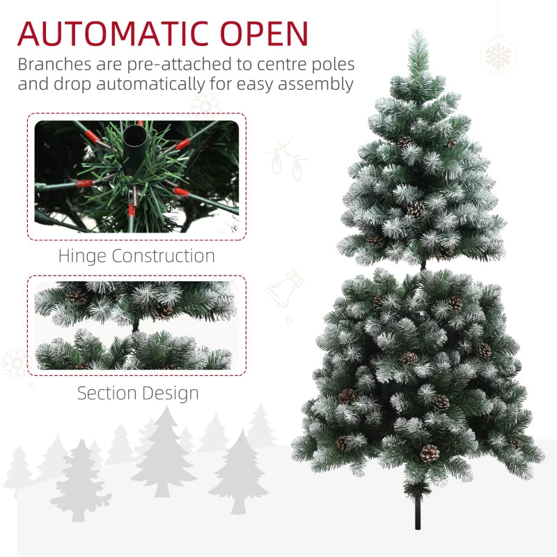 5ft Snow-Dipped Artificial Pine Christmas Tree - Realistic Holiday Decor for Festive Home Decoration